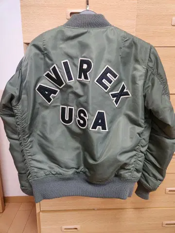 아비렉스 MA-1 플라이트 자켓 로고 카키 XL 짧은 기장