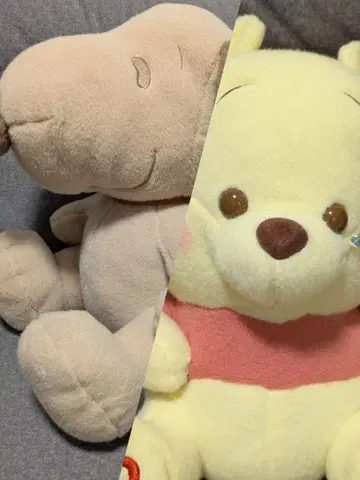 스누피와 푸우 봉제 인형 세트