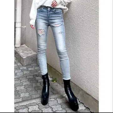 GYDA H/W DOUBLE BELT 디자인 스키니 데님 팬츠