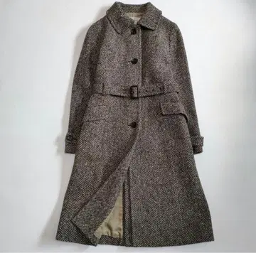 새상품급 휴먼 우먼 HUMAN WOMAN 헤링본 무늬 벨트 포함 롱 코트