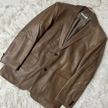 [ 고품질 ] INTERMEZZO 가죽 자켓 브라운 M 멋짐 윤기