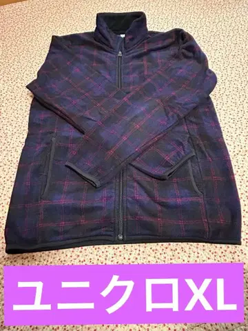 [ UNIQLO ] 네이비 체크 무늬 플리스 자켓 XL 새상품급