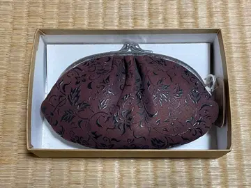 브라운 꽃무늬 가마구치 지갑 2컴파트먼트