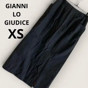 잔니 데님 타이트 스커트 롱 기장 블랙 오렌지 XS 슬릿