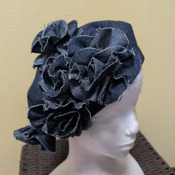 카시라 데님 공꽃 베레모 인디고 조절기 포함