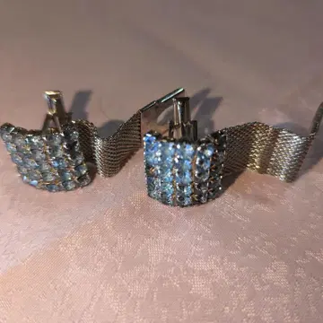 Weiss 아쿠아 마린 장식 빈티지 실버 커프 링크 레어