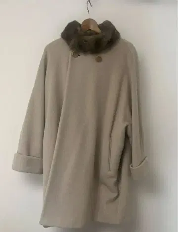 알파카&울 퍼 옷깃 롱 코트