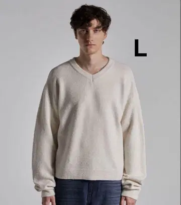 parts lab. V넥 베이직 니트 풀오버 화이트 L 사이즈