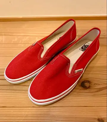 새상품급 Vans 슬립온 레드 여성용 키즈 23cm 빨간색 스니커즈
