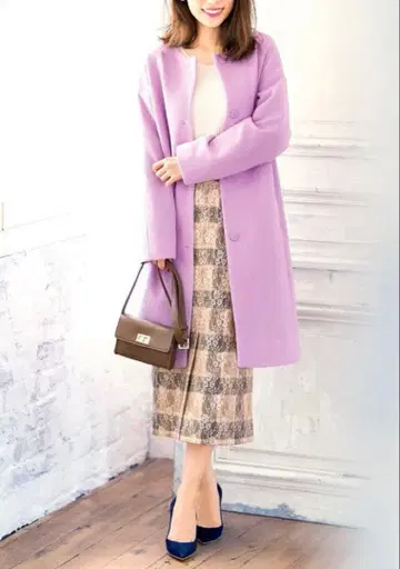 [ 새상품급 ] 스트라 캐시미어 혼방 라벤더 롱 코트