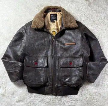 [ 가슴 택 ] AVIREX G-1 플라이트 가죽 자켓 다크 브라운 L