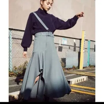 REDYAZEL 서스펜더 포함 아지메 헴 플레어 스커트 슬릿 스커트