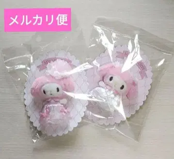 레이디 마이멜로디 마스코트 브로치 화이트 핑크 2점 산리오