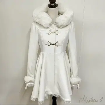 MARS 통신 한정판 플레어 퍼 포함 롱 코트 화이트 사키마루짱