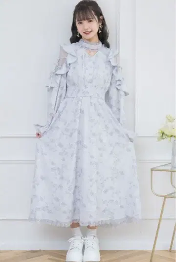 오리지널 로즈 리본 롱 원피스 ROJITA 블루