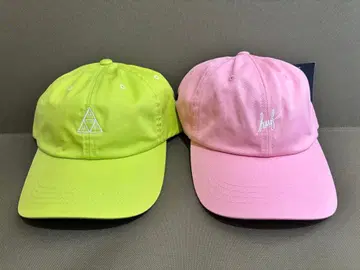 HUF 그린 핑크 자수 로고 야구 모자