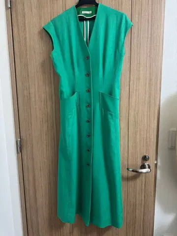 ESTNATION 슬리브리스 롱 원피스 그린