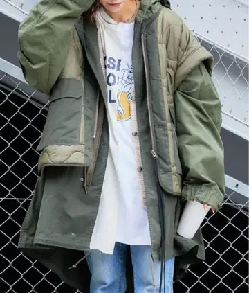 새상품급 etsinta 에신타 멀티웨이 모즈 코트 3WAY 카키