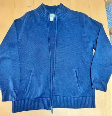 LLBean 드라이버 니트 코튼 네이비 집업 L-REG