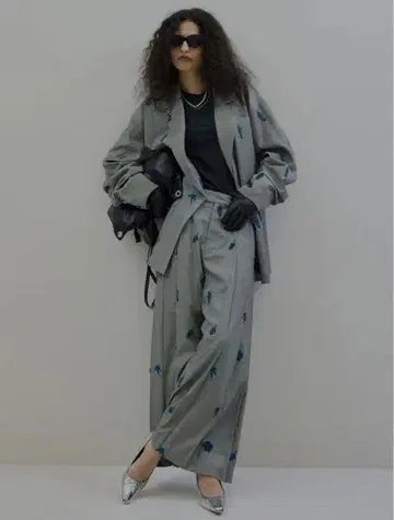 Ameri/CHECK FLOWER PAPA JACKET 셋업