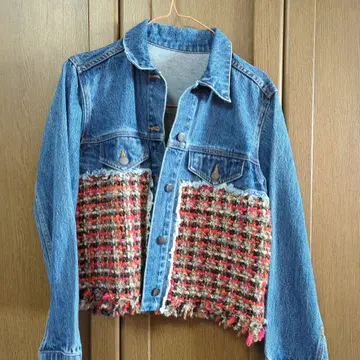 데님 자켓 트위드 체크
