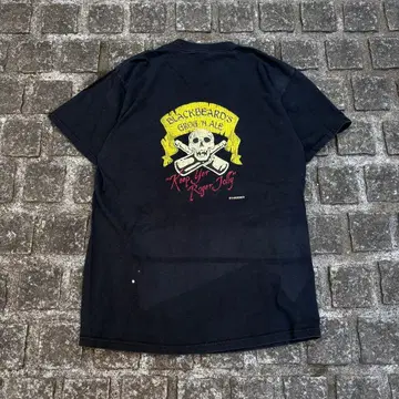 90s~00s 블랙 비어드 스컬 포켓 티셔츠