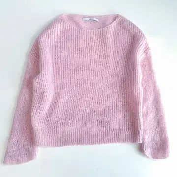 2024AW 프레임워크 모헤어 보트넥 풀오버 니트 핑크