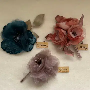 [ 3개 세트 ] 앤티크풍 천 꽃 코사지 핸드메이드 졸업식 입학식 F