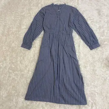 a.v.v 롱 원피스 M 스트라이프 코튼 면 블루 이토킨