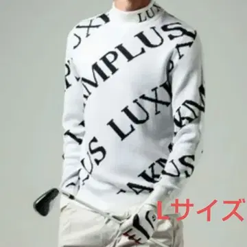 스웨터 럭스에이케이엠플러스 골프 올 패턴 로고 모크넥 니트 남성용