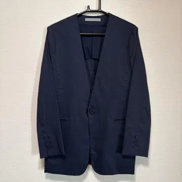 theory luxe 린넨 혼방 네이비 노카라 자켓 사이즈 038