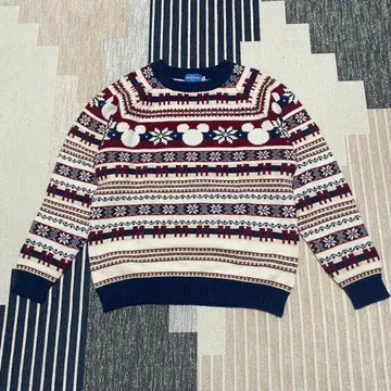 도쿄 디즈니 리조트 공식 노르딕 무늬 니트 미키 M