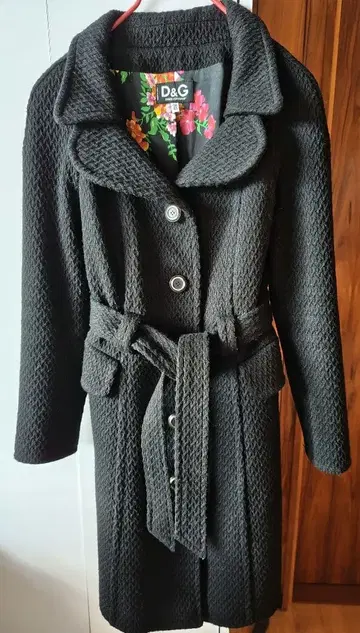 D&G 블랙 롱 코트 허리 벨트 포함