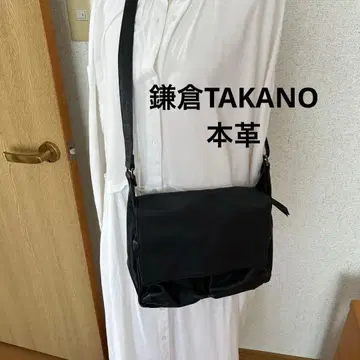 가마쿠라 Takano 블랙 숄더백 천연 가죽 숄더