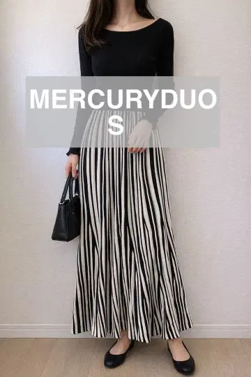 (머큐리 듀오) 블랙 스트라이프 원피스 S