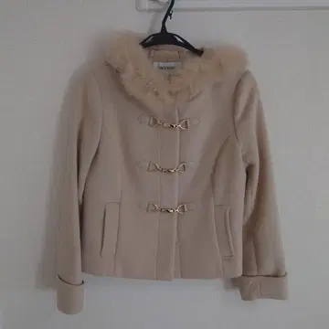 미슈마슈 베이지 더플 코트 퍼 포함