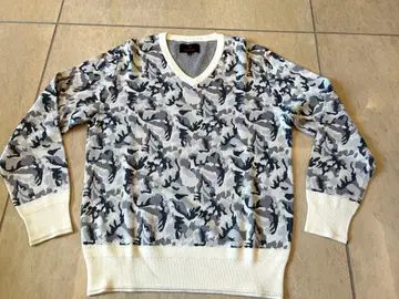 BRIEFING 브리핑 카모플라주 패턴 니트 화이트 그레이 M 골프