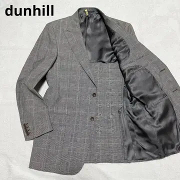 004 새상품급 던힐 울 x 린넨 체크 테일러드 자켓 그레이