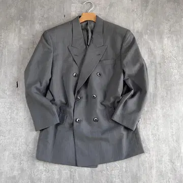 C183 DORMEUIL 원단 영국제 더블 자켓 그레이 L 상당 마루젠