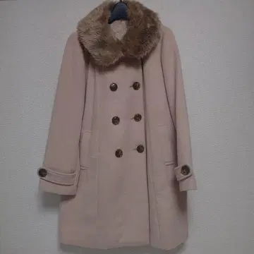 [ majestic legon ] 퍼 포함 더블 브레스트 A라인 롱 코트