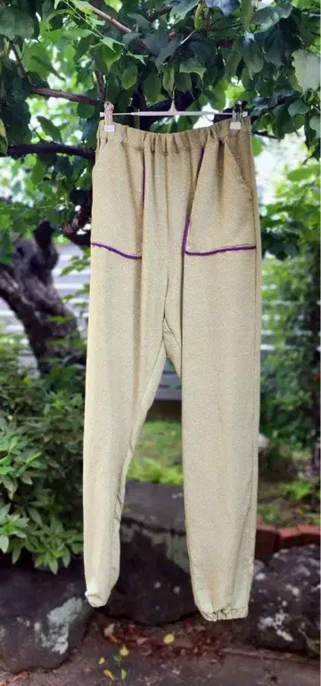 기모노 리메이크 올리브 그린 캐주얼 팬츠