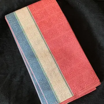 치쿠젠 원조 하카타오리 순수 실크 길상 간도 반폭 오비 (증지 부착)