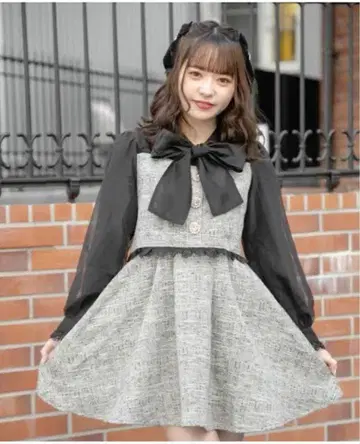 로지타 비쥬 보타이 리본 트위드 원피스 ROJITA