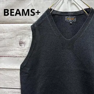 BEAMS+ 레이온 혼방 니트 베스트 V넥 S 무지