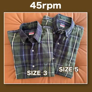 45rpm 체크 무늬 셔츠 사이즈 3&5