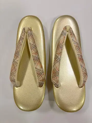 조리 여성용 골드 컬러 다색 편직 하나오 금 타타키 미사용품 야마쇼