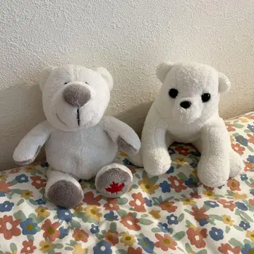 캐나다 메이플 리프 자수 곰 봉제 인형 2체 세트 중고