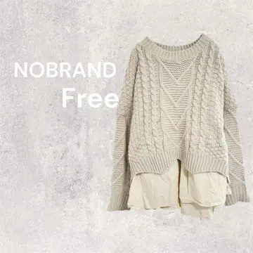 케이블 니트 스웨터 긴팔 셔츠 포함 레이어드 프리 사이즈 두꺼운 원단