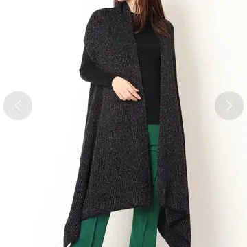 [컨디션 최상] 데시구알(Desigual) 얼룩무늬 니트 오픈 판초 블랙