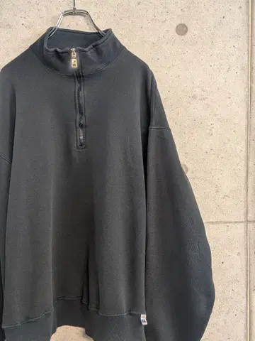 RUSSELL 하프 지퍼 맨투맨 블랙 무지 90s 멕시코제